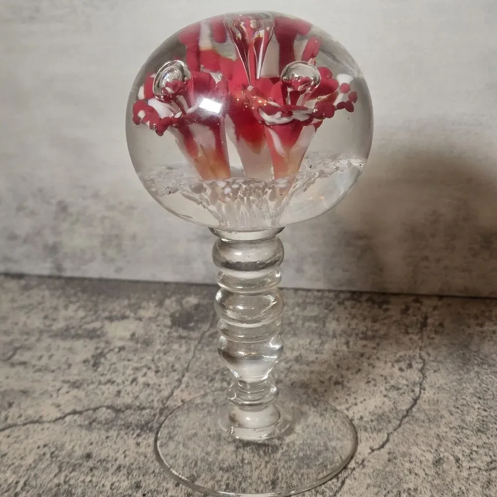 Footed Floral Paperweight on Pedestol 7